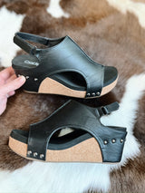 Niko's Smooth Black Sandals with Heel