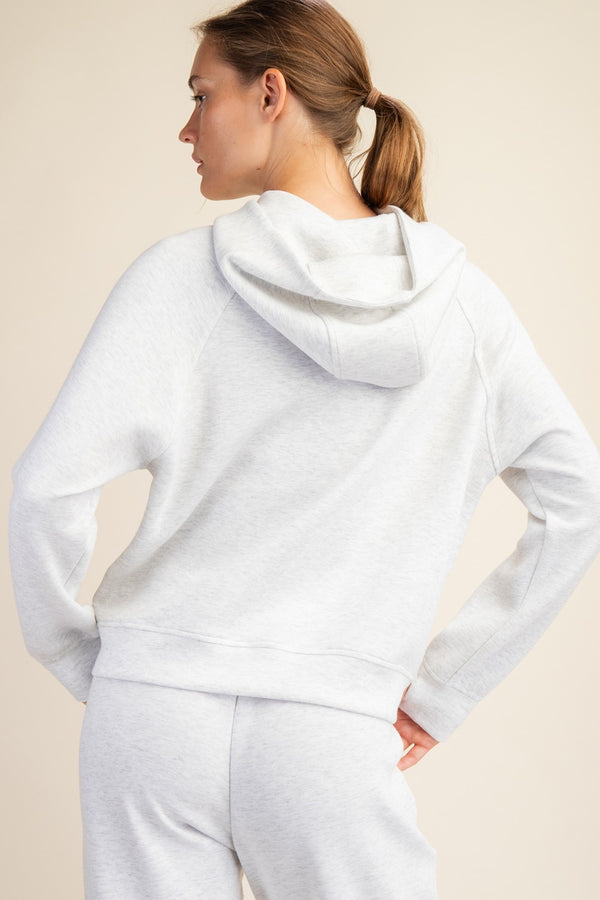 Light Heathered Grey Scuba Half Zip Jacket with Hood