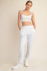 Light Heathered Grey Straight Leg Scuba Pants