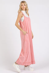 Peach Blossom Sleeveless Jumpsuit with Tie Back