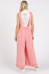 Peach Blossom Sleeveless Jumpsuit with Tie Back