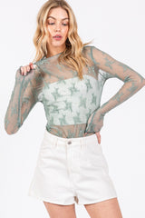 Floral Lace Sheer Long Sleeve Top