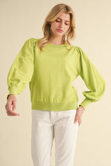 Lightweight Knit Sweater Top with Balloon Sleeve