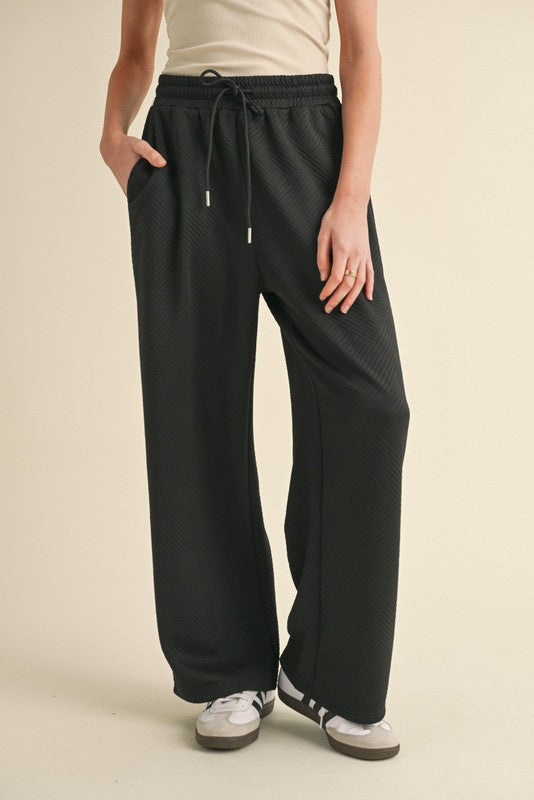 Quilted Wide Leg Drawstring Lounge Pants