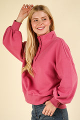 Curvy Rose Collared Snap Pullover