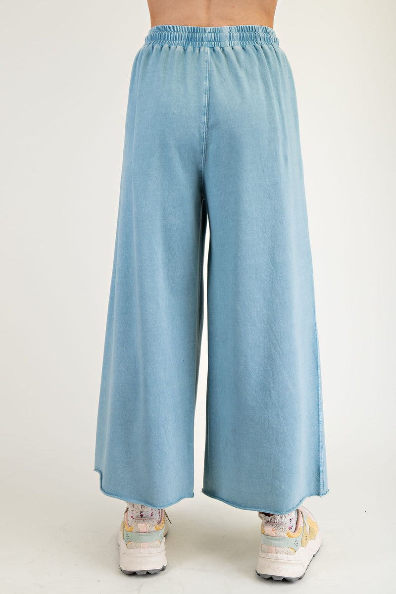 Curvy Mineral Wash Wide Leg Pants