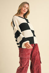 Color Block Back Striped Sweater