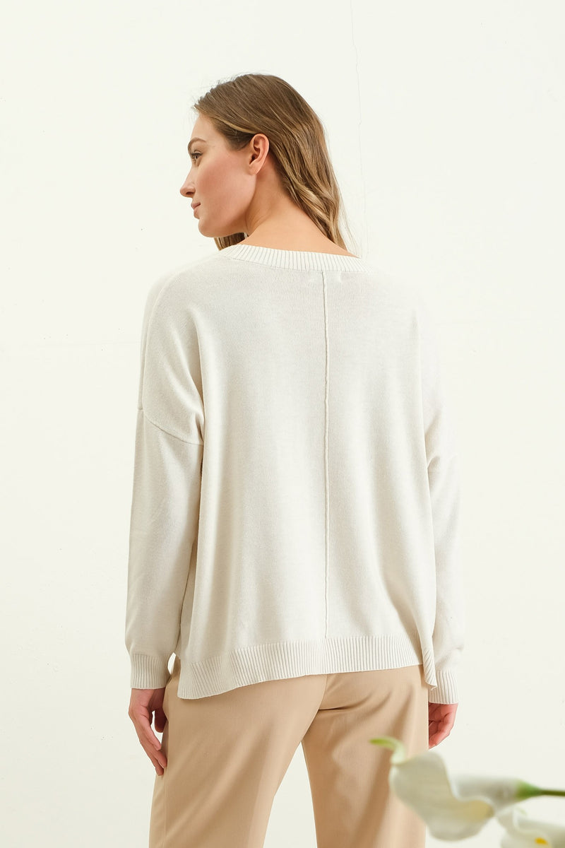 Basic Lightweight Mock Neck Front Seam Sweater