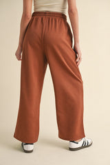 Quilted Wide Leg Drawstring Lounge Pants