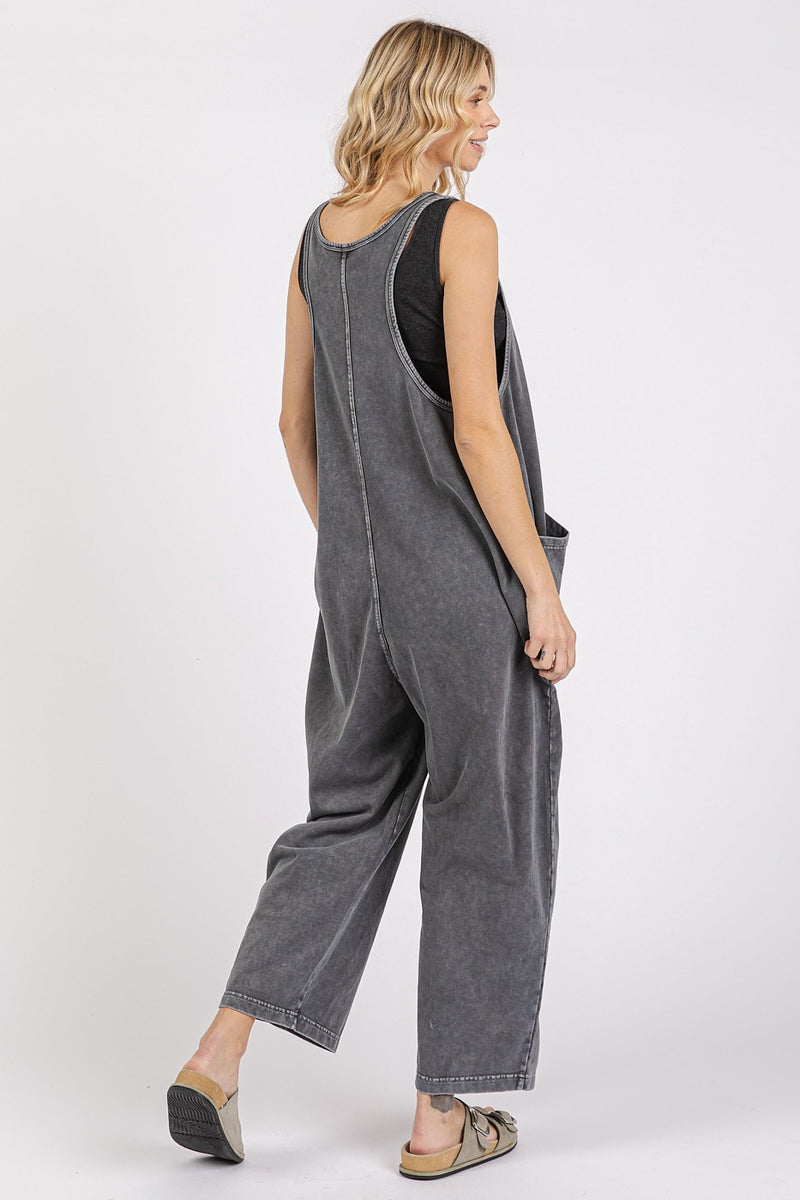 Slouchy Knit Overalls with Front Pockets