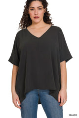 Curvy Basic Woven Dressy Top