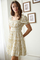 Ivory Multi Floral Ruffle Dress