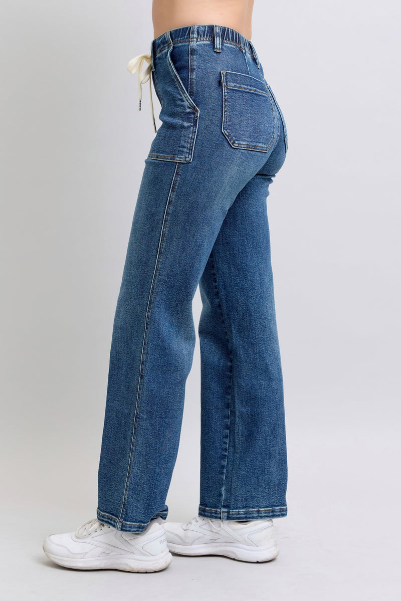 Parker's High Waisted Drawstring Wide Leg Jeans