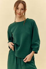 Curvy Bubble Textured Dolman Sleeve Top