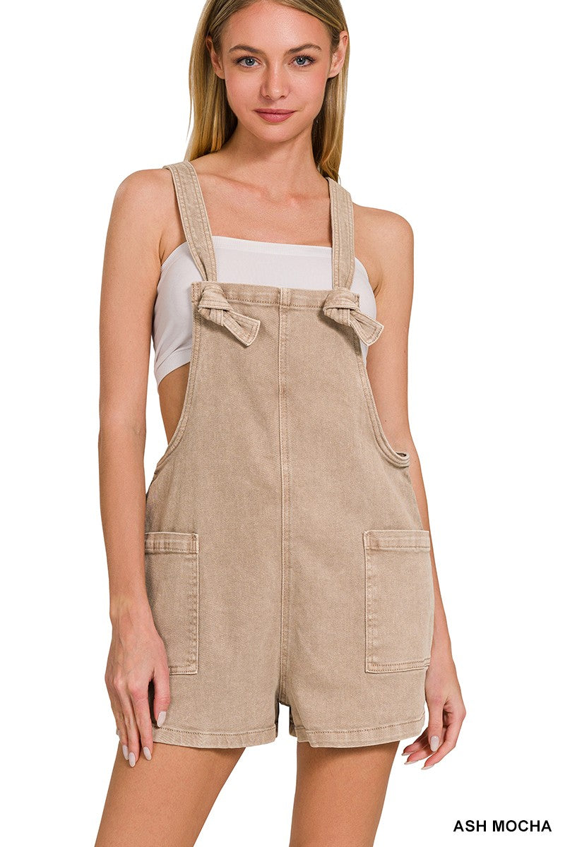 Mineral Wash Knotted Strap Romper