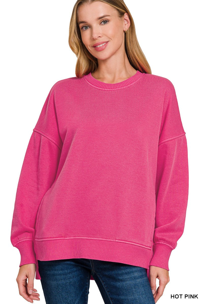 Hi-Low Hem Pullover with Front Pocket