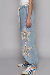 Denim Star Patched Joggers