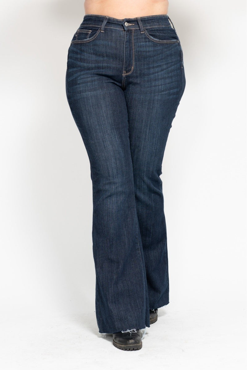 Curvy Camry's High Wasted Flare Dark Wash Jeans