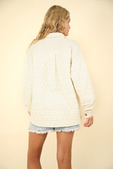 Curvy Ivory Quilted Shacket