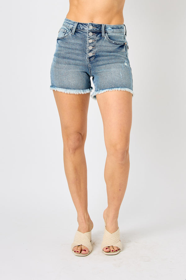 Curvy Maizey's Button Fly Hi-Lo Shorts