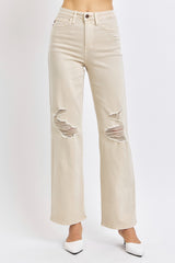 Nora's Cream High Waisted Straight Jeans