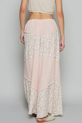 Baby Pink and Floral Colorblock Wide Leg Pants