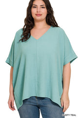 Curvy Basic Woven Dressy Top