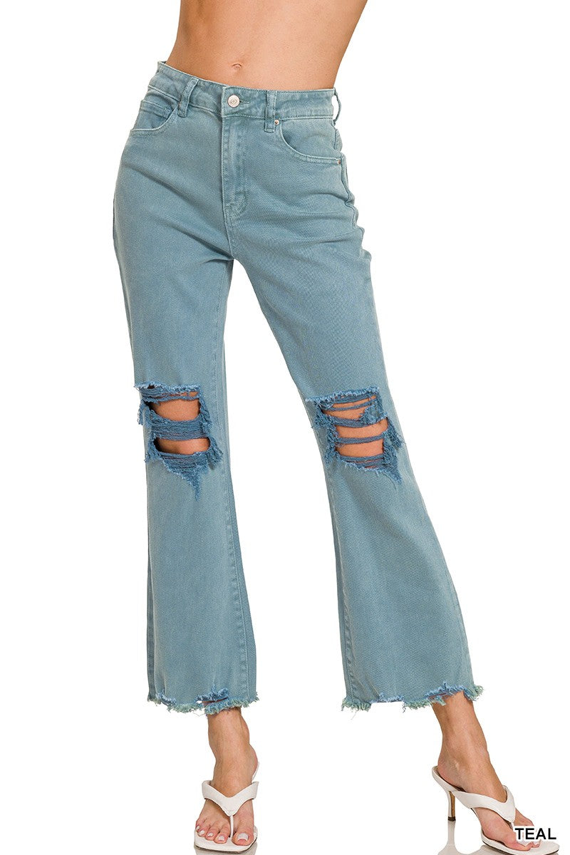 Amy's Acid Washed High-Waisted Distressed Jeans