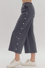 Pearl Embellished Elastic Waist Pants