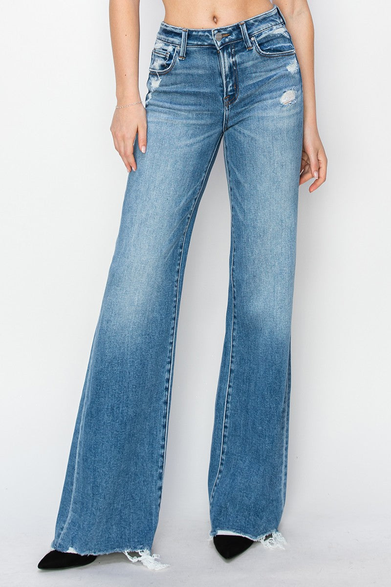 Brette's Mid Rise Medium Wash  Wide Leg Jeans