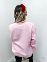 Baby Pink Sweatshirt with Red Hearts