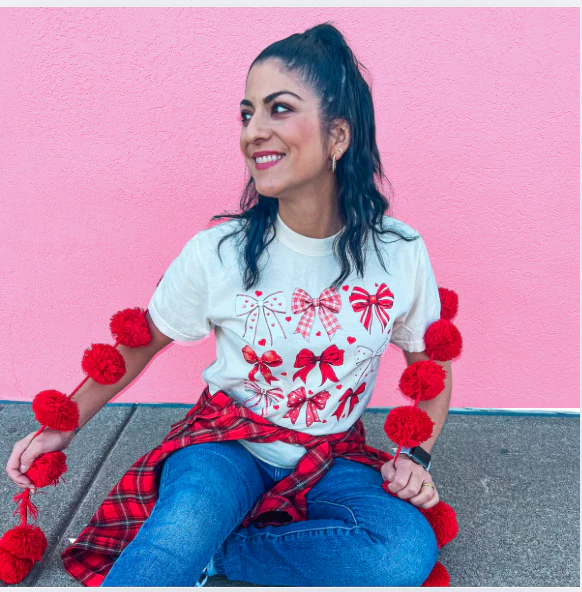 Red Plaid Bow Tee