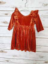 Kids Velvet Dress with Ruffle Details