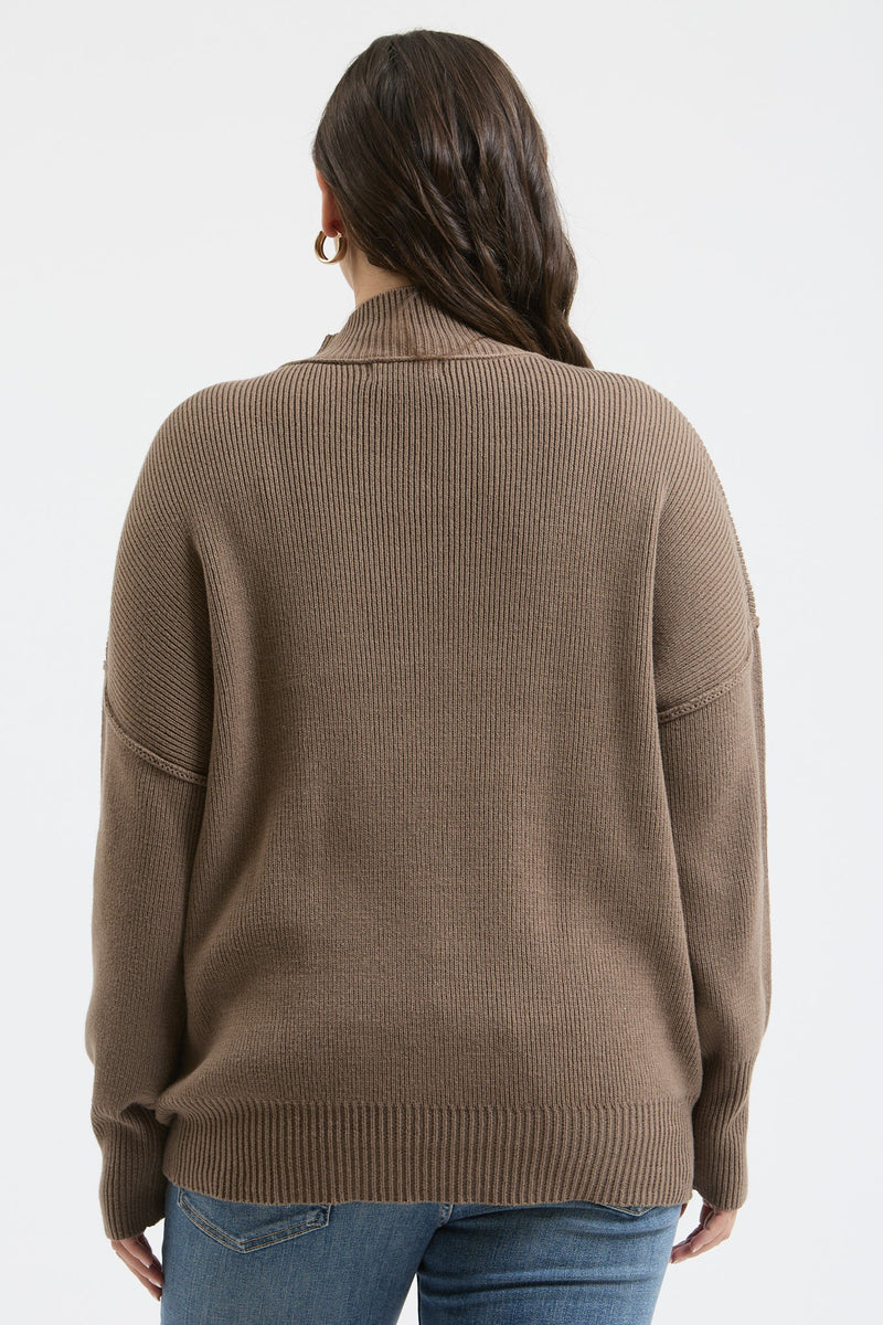 Curvy Mock Neck Oversized Dolman Sleeve Sweater