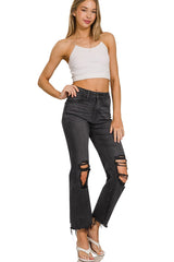 Claire's Black Distressed Straight Jeans