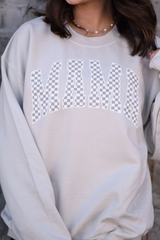 Tan Checkered Mama Crewneck