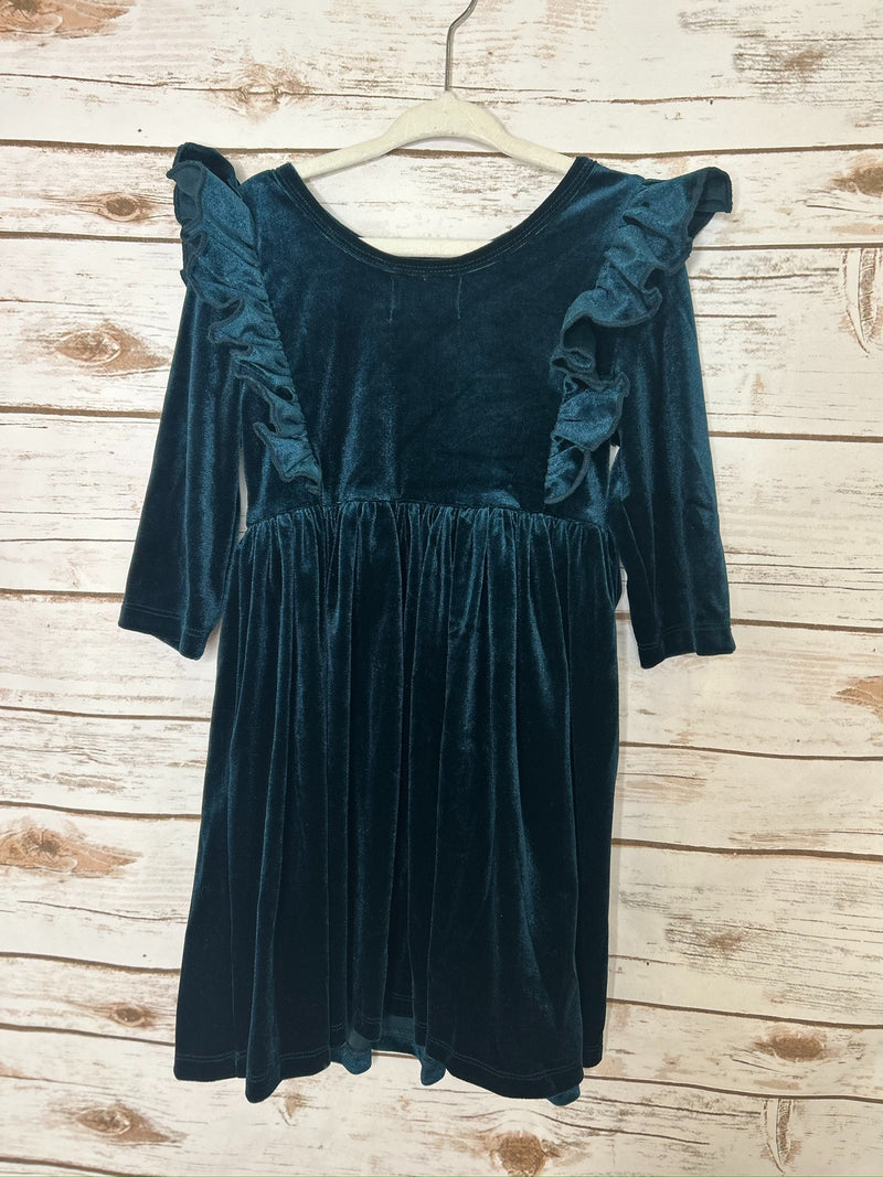 Kids Velvet Dress with Ruffle Details