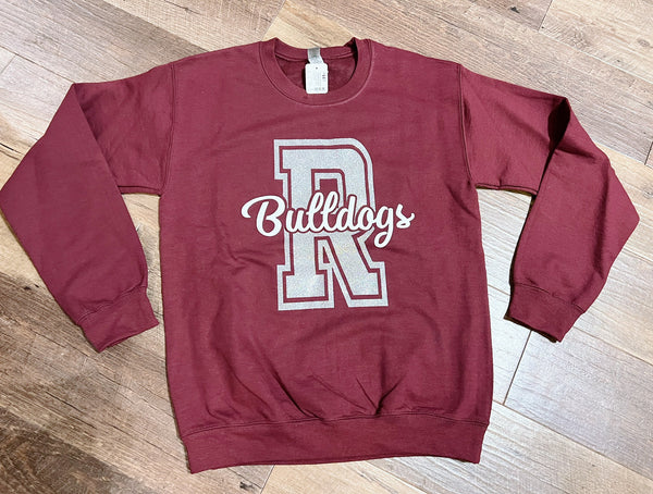 Maroon Bulldogs Sweatshirt With Glitter and Puff Ink