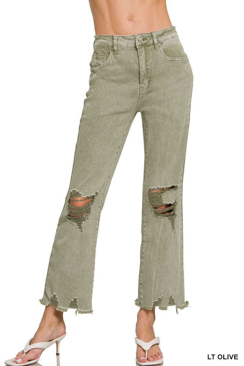 Amy's Acid Washed High-Waisted Distressed Jeans