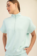 Modal Poly Span Quarter Zip Short Sleeve Top