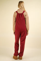 Curvy Ribbed with Front Pockets and Knot Detail Overalls