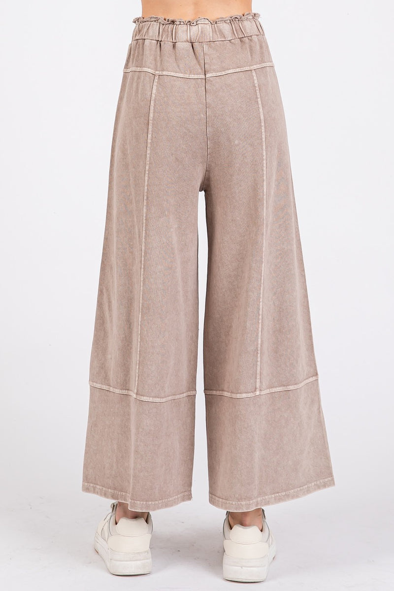 French Terry Knit Wide Leg Pant