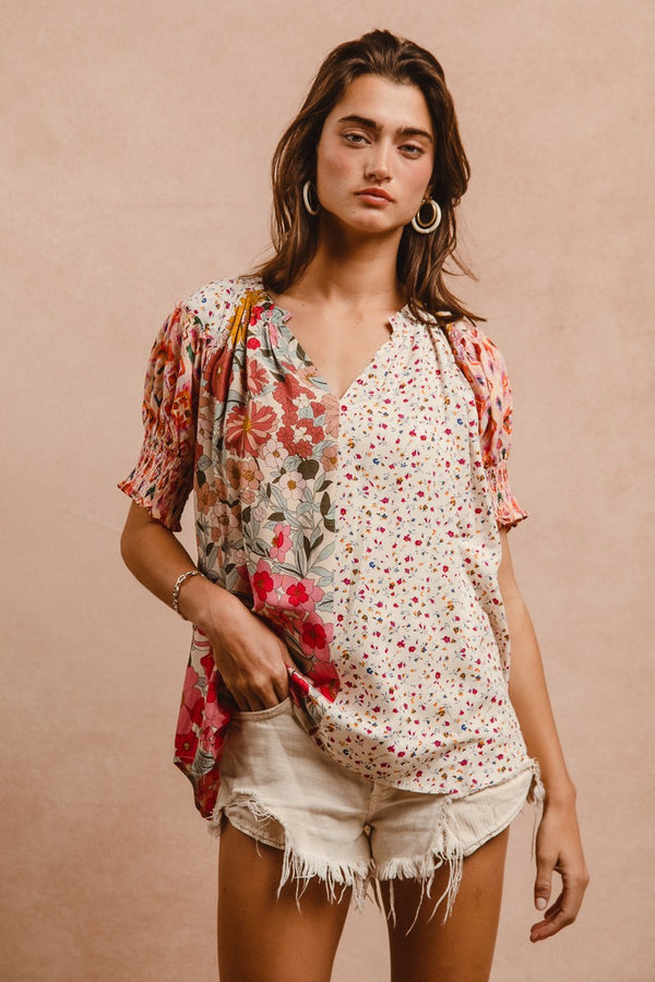 Mixed Floral Print Top