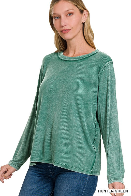 Mineral Wash Ribbed Slouchy Tee