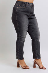 Curvy Arden's Black Mid-Rise Slim Jeans