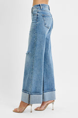 Addy's Mid Rise Distressed Wide Cuff Jeans