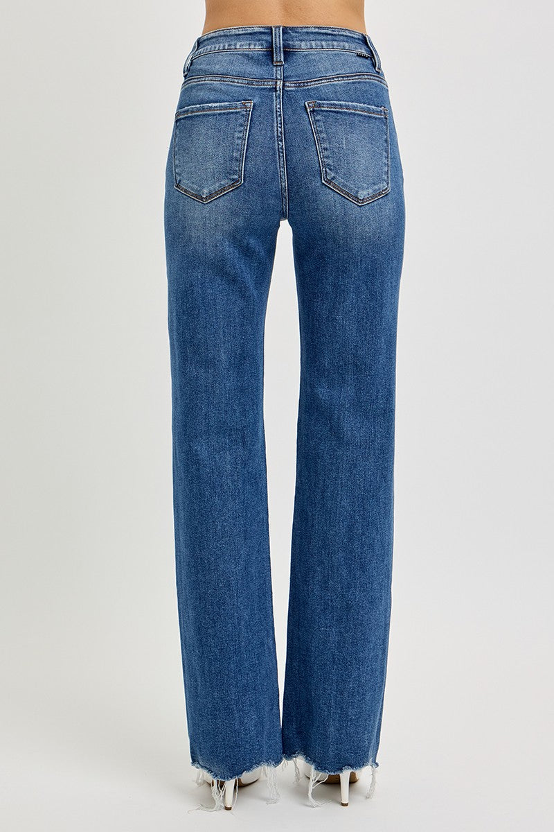 Maple's High Rise Wide Leg Raw Hem Jeans