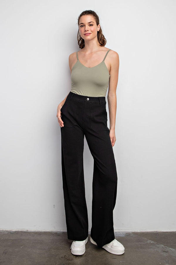 Twill Stretch Wide Leg Pants