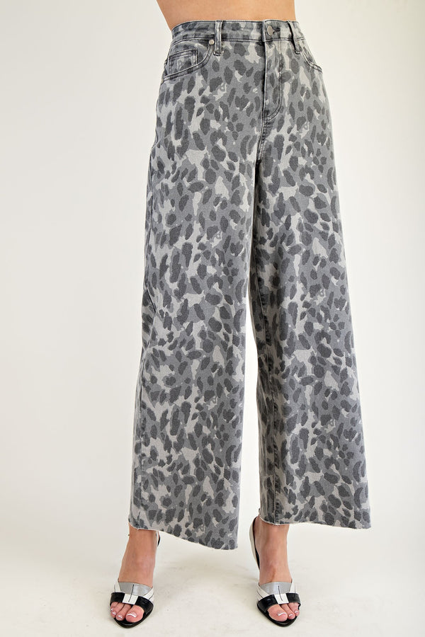 Gray High Waisted Animal Print Pants