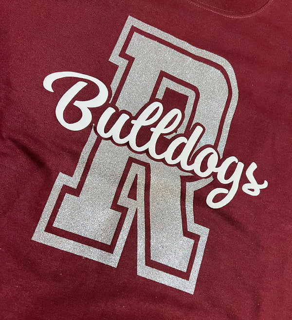 Maroon Bulldogs Sweatshirt With Glitter and Puff Ink